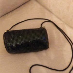 Black Sequins Mini Bag Lipstick Bag ~ Cylinder Shaped ~ NWOT Vintage